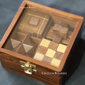 Handcrafted Wooden Puzzles With Box | Valentine  Sale | Party Game | Strategy Games for kids | Brain teaser games/Thinks Giving Gift