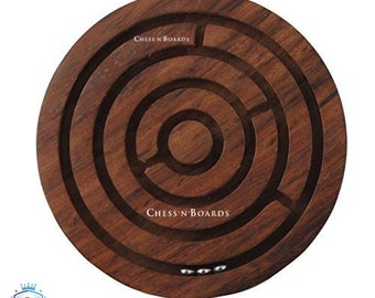 Handmade Wooden Maze Puzzle: Round Labyrinth Brain Teaser