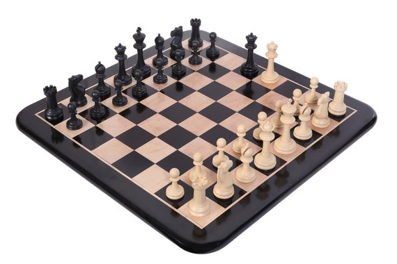 Master Series Triple Weighted Plastic Chess Set Black & Camel Pieces -  3.75 King