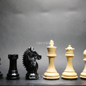 Rio Staunton Series Ebony and Boxwood Chess Pieces, Giant Chess Set, Weighted, King Height 4&quot; | Unique Gift for Valentine&#39;s Day| Gift Ideas
