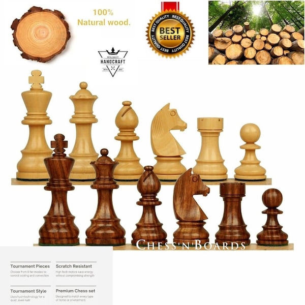 Staunton Style/Tournament Series, German Knight Handmade Weighted Indian Rosewood Chess Pieces Only /Valentine Gift Ideas | Mothers day Gift