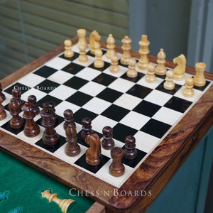 Indian Handmade Wooden Drawer Chess Board Set With Storage Drawer, 10&quot;X10&quot; Inches Wooden Drawer Chess Board Set/ valentine Gift/ Free Gift