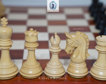 Jogo de xadrez em madeira de ébano: Imperial Staunton, com peso triplo, 3,8" King com tabuleiro Padauk