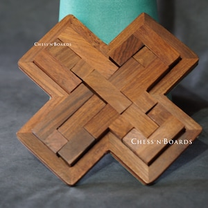 Rompecabezas de madera con forma de PLUS (9 piezas) / Regalo del Día de Acción de Gracias / Regalo de Navidad
