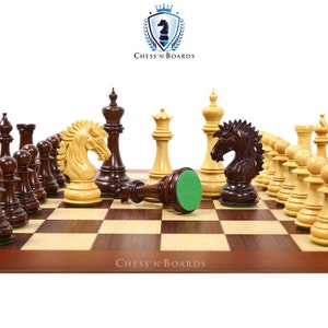 The Ruffian American Series Staunton Triple Weighted Chess Pieces In Rose / Box Wood - 4.8&quot; King/Thanks Giving Gift/Christmas Gift