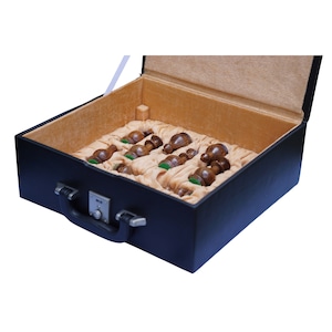 Leatherette Chess Set Storage Box Coffer with Double Tray Fixed Slots for 4.2&quot; - 4.8&quot; Pieces | Storage Box for Chess Pieces/ Christmas Gift