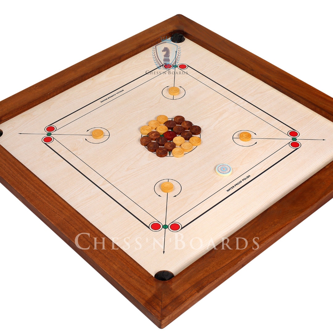 Full Size Carrom Board Game Set: Tournament Edition With Coins