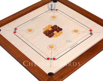 Tournament Full Size Carrom Board with Coins, Striker and Boric Powder Valentine gift, Gift for Family and Kids/ Thanks Giving Day Gift