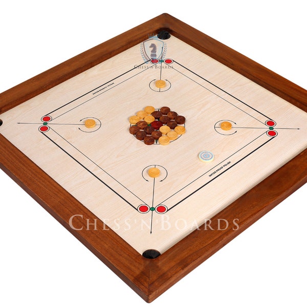 Tournament Full Size Carrom Board with Coins, Striker and Boric Powder Valentine gift, Gift for Family and Kids/ Mothers day Gift