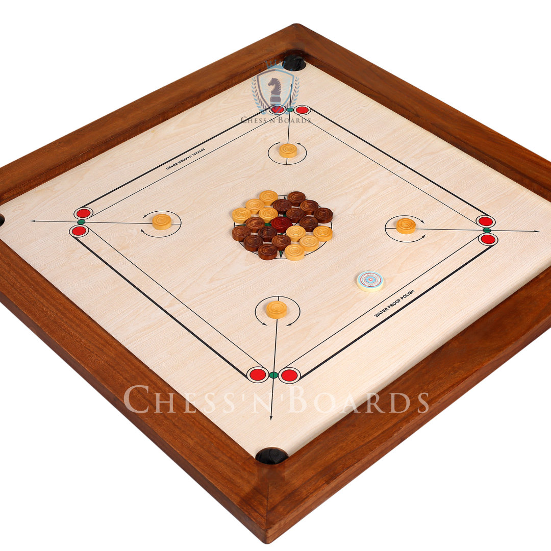 GKC Ludo Goti with Dice Shaker and Arcyclic Carrom Coin with striger and  Carrom Powder,Black, red,white,green.yellow,blue