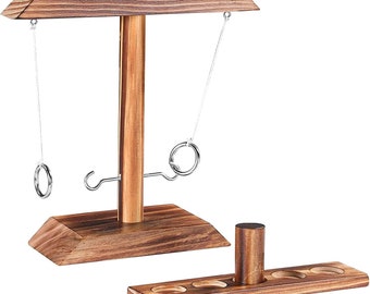Wooden Hook and Ring Toss Game: Indoor Outdoor Bar Game