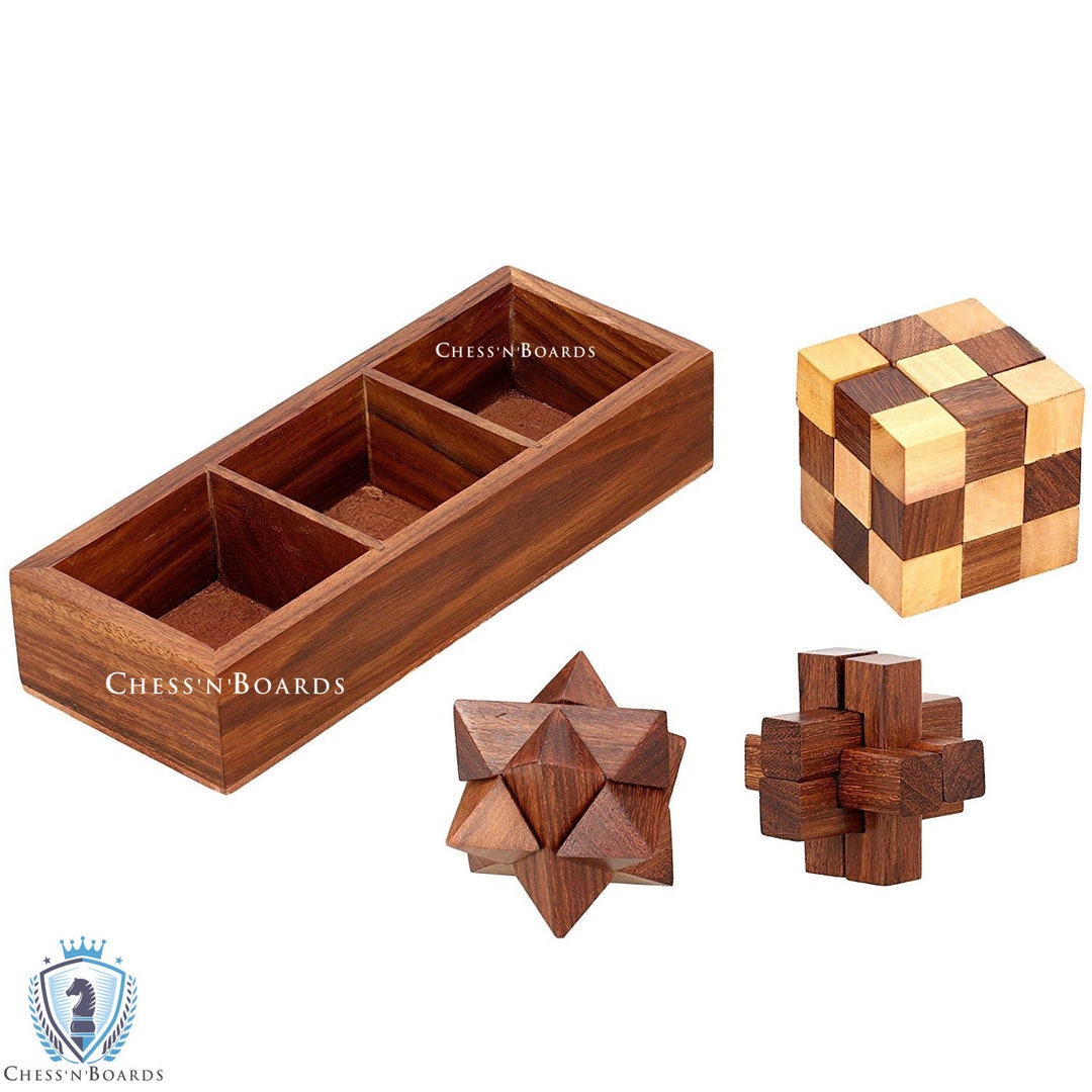 Scatola Puzzle Legno Incastro Soluzione Puzzle Legno Incastro