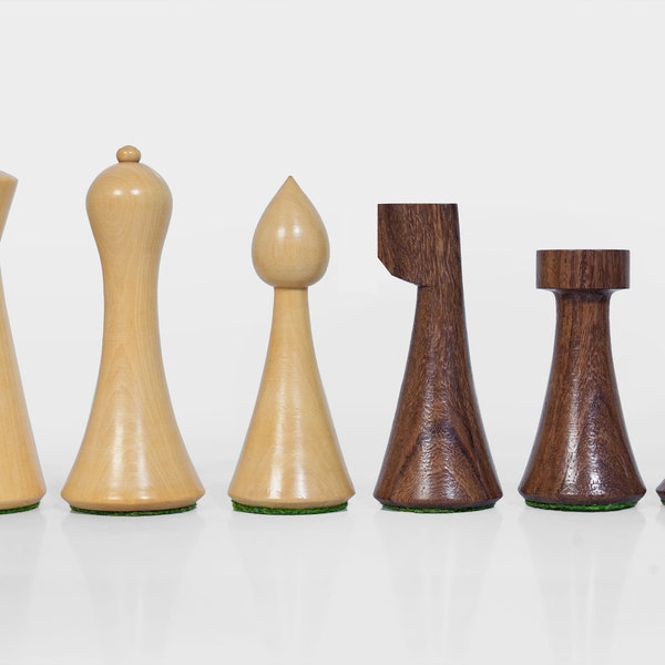 Reproduced Hermann Ohme chess set ,Danish Modern Minimalist Style chess set, King height 3.75" ,Weighted Chess Pieces