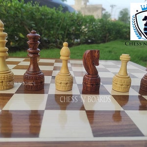 16&quot; x 16&quot; Inches Best Professional Rose Wood Chess Set with 32 International Royal Carving Chess Pieces| Lacquer Finish/ Thanks Giving Gify