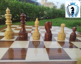 16" x 16" Inches Best Professional Rose Wood Chess Set with 32 International Royal Carving Chess Pieces| Lacquer Finish/ Mothers day Gift