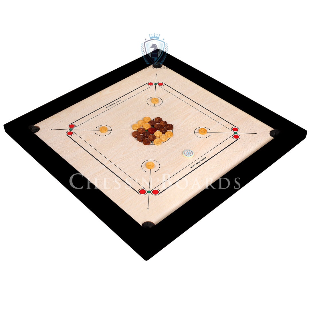 Tournament Full Size Carrom Board with Coins, Striker and Boric Powder, Gift for Family and Kids/Thanks Giving Gift/Christmas Gift