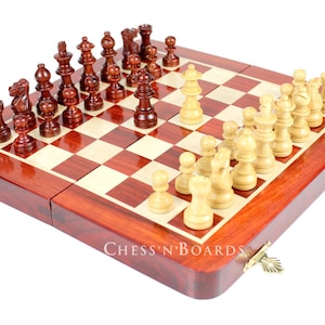 Juego de ajedrez de madera de 12" con tablero magnético plegable para viajes, palisandro + 2 reinas adicionales, regalo de San Valentín, juegos de fiesta, regalo gratis, regalo de Navidad
