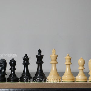 Handmade Staunton Chess Pieces: Ebonized/Natural Boxwood, Weighted, 3.75&quot; King
