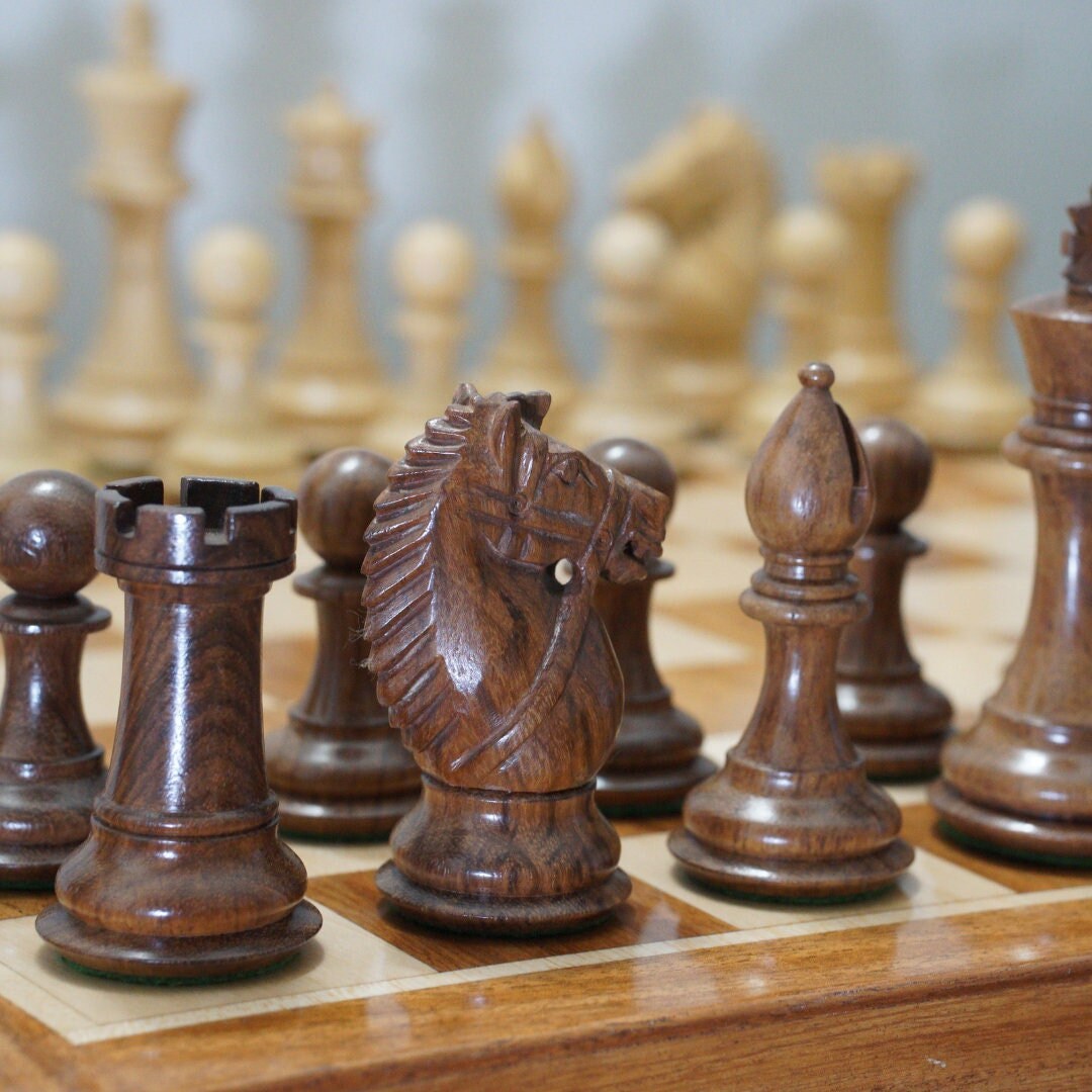 Ebony World Championship Chess Pieces Set 3.75 FIDE type+ 21