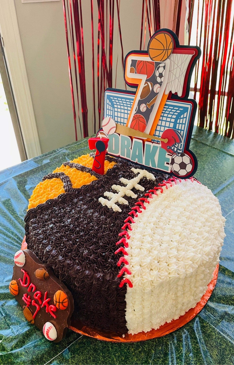 Sports Themed Cake Topper Party Supplies Etsy