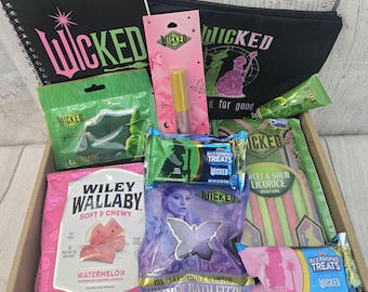 Caja de regalo de Elphaba y Glinda /Wicked la película/Wicked musical/Cambiado para siempre/El mago de Oz