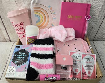 Caja de regalo para la primera menstruación/Kit de inicio para la menstruación/Paquete de cuidado menstrual/Apoyo para la pubertad/Niñas preadolescentes