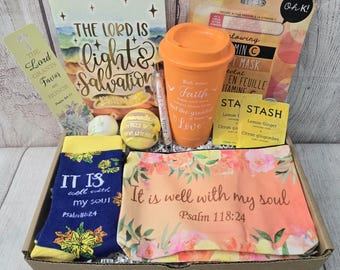 Regalo cristiano de autocuidado, ánimo y oración, regalo basado en la fe, caja de bendiciones