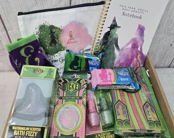 Caja de regalo de Elphaba y Glinda /Wicked la película/Wicked musical/Cambiado para siempre/El mago de Oz