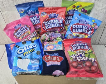 Caja de regalo de dulces Dubble Bubble / Paquete de cuidado universitario / Cumpleaños / Para él