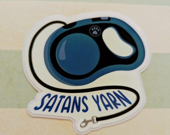 Satan's Yarn Retractible Leash Vet Med Sticker