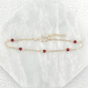 Carnelian Bracelet, Red Gemstone Bracelet, Dainty Chain Bracelet, Carnelian Jewelry, Crystal Bracelet, Anklet, Gifts For Her