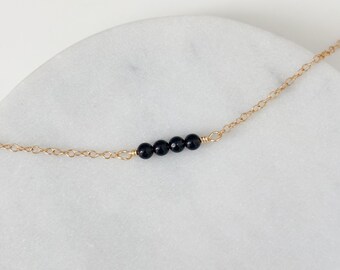 Black Onyx Necklace, 14k Gold Filled, Sterling Silver, Chain Necklace, Gemstone Necklace, Charm Necklace, Crystal Jewelry