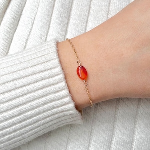 Carnelian Bracelet, Red Gemstone Bracelet, Dainty Chain Bracelet, Carnelian Jewelry, Crystal Bracelet, Anklet, Gifts For Her