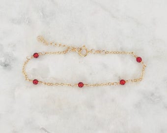Carneoolarmband, 14k gold filled, sterlingzilver, sierlijke edelsteenarmband, handgemaakte sieraden, gouden kettingarmband, gouden sieraden