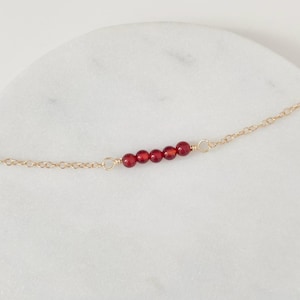 Carnelian Necklace, Red Gemstone Necklace, Dainty Chain Necklace, Carnelian Jewelry, Crystal Necklace, Gifts For Her