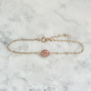 Dainty Sunstone Bracelet, Gemstone Bracelet, Dainty Chain Bracelet, Sunstone Jewelry, Crystal Bracelet, Anklet, Gifts For Her