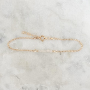 Moonstone Bar Bracelet, June Birthstone Bracelet, Dainty Chain Bracelet, Moonstone Jewelry, Crystal Bracelet, Anklet, Gifts For Her