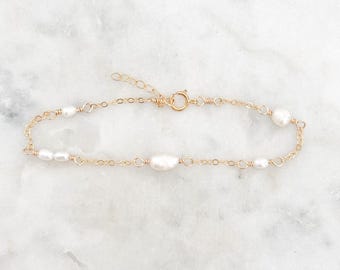 Mixed Freshwater Pearl Bracelet, 14k Gold Filled, Sterling Silver, June Birthstone, Irregular Pearl Bracelet, Bridal Jewelry, Gifts For Her