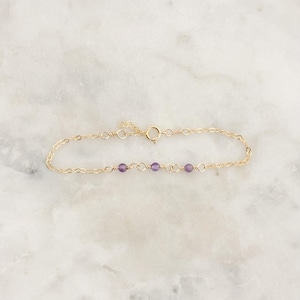 Ametistlänkarmband, februari födelsesten, 14k guldfyllt, sterlingsilver, elegant ädelstensarmband, ädelstenssmycken