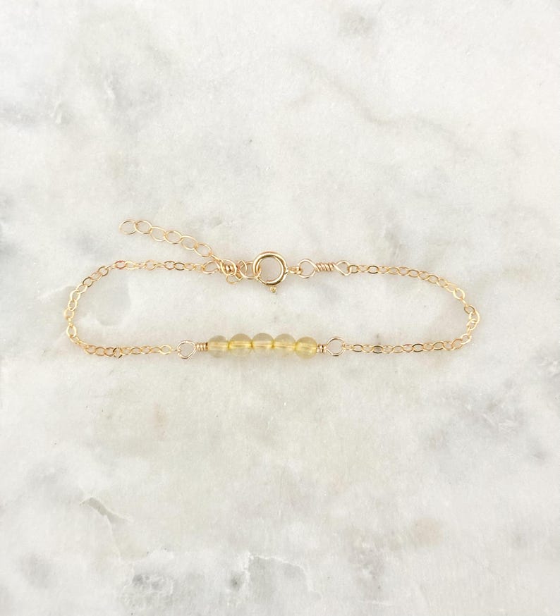 Citrine Bar Bracelet, 14k Gold Filled Bracelet, November Birthstone Bracelet, Dainty Gemstone Bracelet, Gemstone Jewelry, Dainty Bracelet image 1