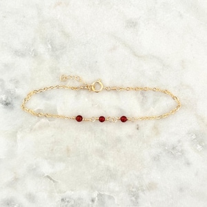 Carnelian Link Bracelet, Red Gemstone Bracelet, Dainty Chain Bracelet, Carnelian Jewelry, Crystal Bracelet, Anklet, Gifts For Her