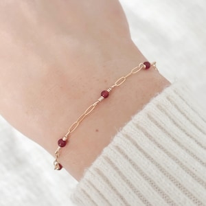 Carnelian Chain Bracelet, Red Gemstone Bracelet, Paperclip Chain Bracelet, Carnelian Jewelry, Crystal Bracelet, Anklet, Gifts For Her