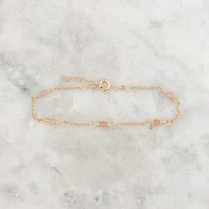 Sunstone Bracelet, Gemstone Bracelet, Dainty Chain Bracelet, Sunstone Jewelry, Crystal Bracelet, Anklet, Gifts For Her