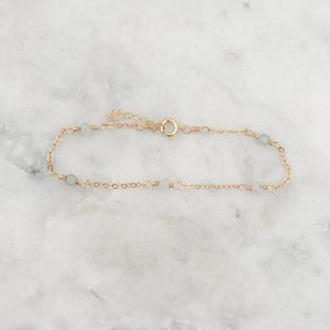 Aquamarine Bracelet, 14k Gold Filled Bracelet, March Birthstone Bracelet, Dainty Gemstone Bracelet, Gemstone Jewelry, Small Chain Bracelet