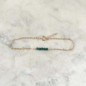 Malachite Bar Bracelet, Green Gemstone Bracelet, Dainty Chain Bracelet, Malachite Jewelry, Crystal Bracelet, Anklet, Gifts For Her