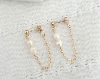 Freshwater Pearl Dangle Earrings, 14k Gold Filled, Sterling Silver, June Birthstone, Bridal Earrings, Bridal Jewelry, Gifts For Her, Studs