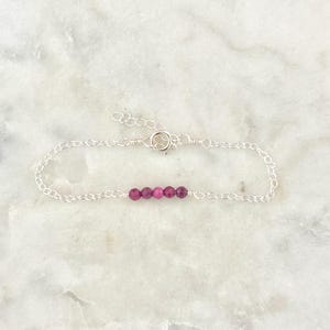 Ruby Bar Bracelet, July Birthstone Bracelet, Gemstone Bracelet, Birthstone Jewelry, Ruby Jewelry, Pink Bracelet, Anklet, Gifts For Her