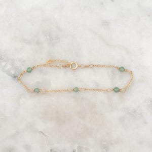 Aventurine Bracelet, 14k Gold Filled, Sterling Silver, Dainty Gemstone Bracelet, Handmade Jewelry, Gold Chain Bracelet, Gold Jewelry