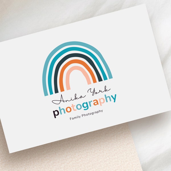 Rainbow Design Family and Newborn Photography Logo, Colourful Photography Logo, Newborn Branding