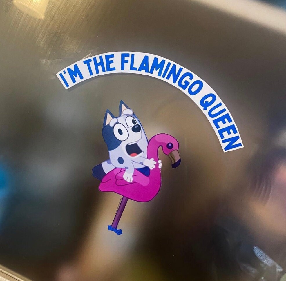 Bluey flamingo queen muffin decal sticker Etsy